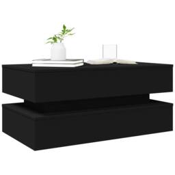 Berkfield Home Modern Coffee Table with LED Lights Black 90x50x40 cm - Size: 90 x 50 x 40 cm - thumbnail 6