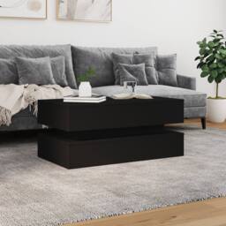 Berkfield Home Modern Coffee Table with LED Lights Black 90x50x40 cm - Size: 90 x 50 x 40 cm - thumbnail 4