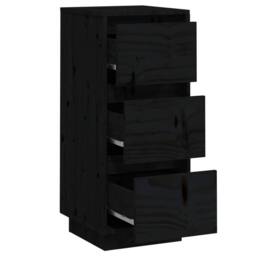 Berkfield Home Sideboards 2 pcs Black 32x34x75 cm Solid Wood Pine - Size: 32 x 34 x 75 cm - thumbnail 6