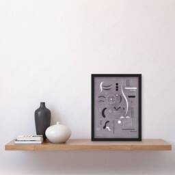 Artery8 Wassily Kandinsky Framed Wall Art Four Parts Abstract Watercolour in Grey - Size: A4 - thumbnail 2