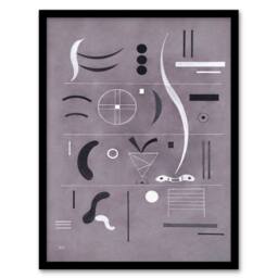 Artery8 Wassily Kandinsky Framed Wall Art Four Parts Abstract Watercolour in Grey - Size: A4 - thumbnail 1