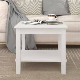 Berkfield Home Coffee Table White 50x50x45 cm Solid Wood Pine - Size: 50 x 50 x 45 cm - thumbnail 2