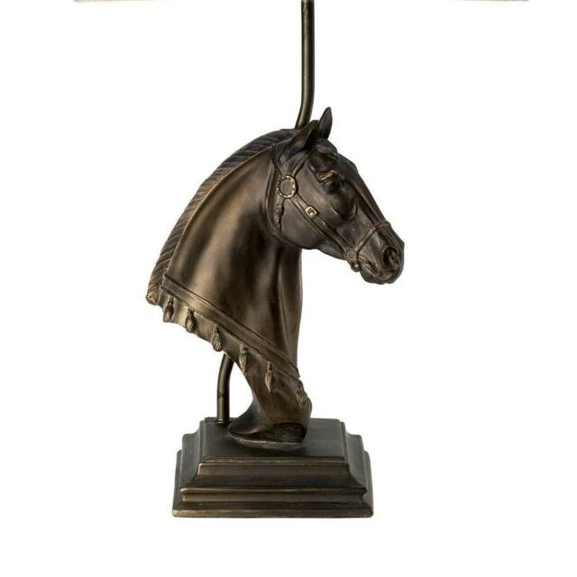 Loops Table Lamp Horse Bust Shade Not Included Bronze Patina LED E27 40w Bulb
