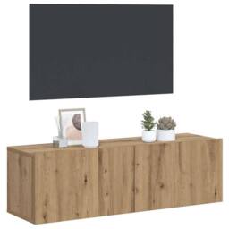 Berkfield Home Wall Mounted TV Cabinet Artisan Oak 100x30x30 cm Engineered Wood in Brown - Size: 100 x 30 x 30 cm - thumbnail 3