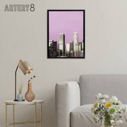"Artery8 Skyline view of Los Angeles California Highsmith Framed Canvas Art in Pink - Size: W12"" x H16""" - thumbnail 3
