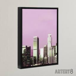 "Artery8 Skyline view of Los Angeles California Highsmith Framed Canvas Art in Pink - Size: W12"" x H16""" - thumbnail 2
