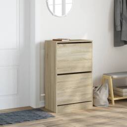 Berkfield Home Shoe Cabinet Sonoma Oak 60x34x96.5 cm Engineered Wood in Brown - thumbnail 3