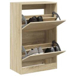 Berkfield Home Shoe Cabinet Sonoma Oak 60x34x96.5 cm Engineered Wood in Brown - thumbnail 2
