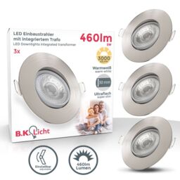 B.K.Licht 3 Pack Matt Nickel 3x4.9W LED Recessed Light in Metallics - thumbnail 2