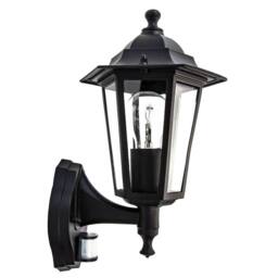 Happy Homewares Traditional Sensor Controlled Outdoor Lantern Wall Light Fitting in Matt Black - thumbnail 2