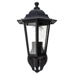 Happy Homewares Traditional Sensor Controlled Outdoor Lantern Wall Light Fitting in Matt Black - thumbnail 3