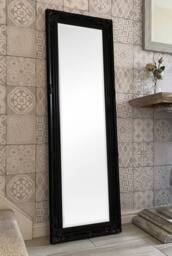 Downton Interiors Antique Style Black Tall Ornate Dressing Wall Mirror with Bevelled Glass 142cm - thumbnail 3
