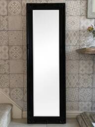 Downton Interiors Antique Style Black Tall Ornate Dressing Wall Mirror with Bevelled Glass 142cm