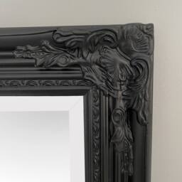 Downton Interiors Antique Style Black Tall Ornate Dressing Wall Mirror with Bevelled Glass 142cm - thumbnail 4