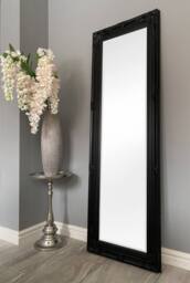 Downton Interiors Antique Style Black Tall Ornate Dressing Wall Mirror with Bevelled Glass 142cm - thumbnail 2