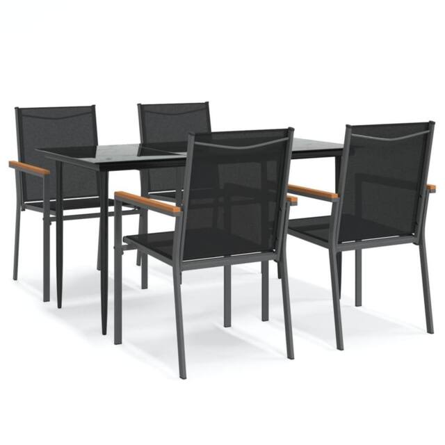 Berkfield Home 5 Piece Garden Dining Set Black Textilene & Steel - image 1