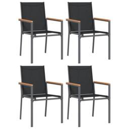 Berkfield Home 5 Piece Garden Dining Set Black Textilene & Steel - thumbnail 4