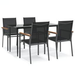 Berkfield Home 5 Piece Garden Dining Set Black Textilene & Steel - thumbnail 1