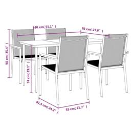 Berkfield Home 5 Piece Garden Dining Set Black Textilene & Steel - thumbnail 9