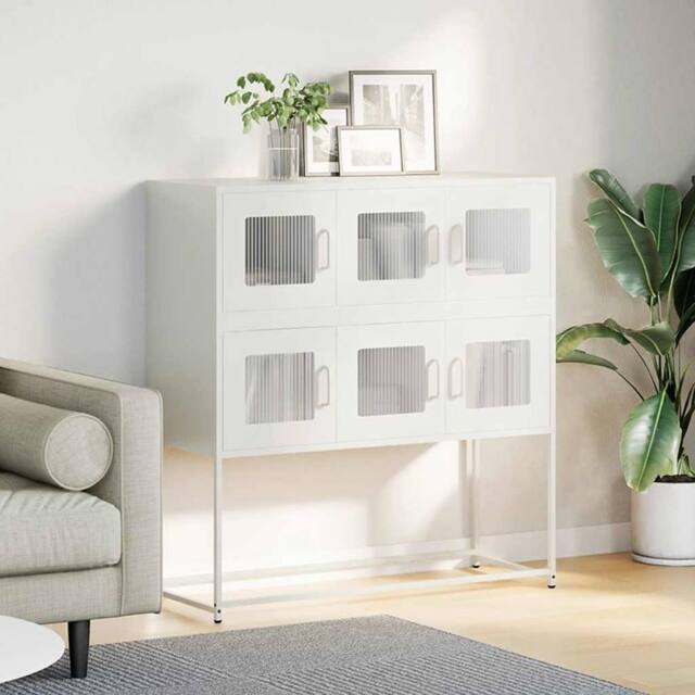 Berkfield Home Sideboard White 100.5x39x107 cm Cold-rolled Steel - image 1