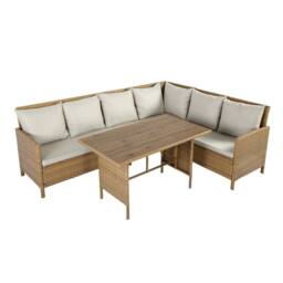 Home Garden Direct Alia Rattan Corner 6 Seater Dining Sofa Set with Polywood Table Top - Brown Rattan Garden Set - thumbnail 3