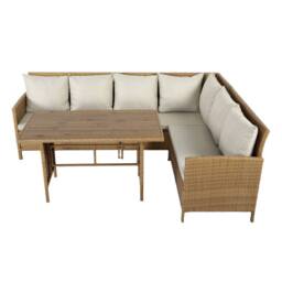 Home Garden Direct Alia Rattan Corner 6 Seater Dining Sofa Set with Polywood Table Top - Brown Rattan Garden Set - thumbnail 4