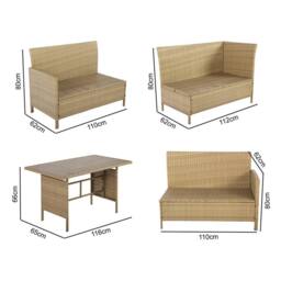 Home Garden Direct Alia Rattan Corner 6 Seater Dining Sofa Set with Polywood Table Top - Brown Rattan Garden Set - thumbnail 5
