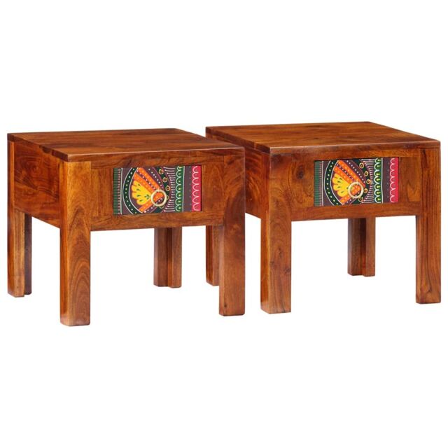 Berkfield Home Bedside Cabinet 2 pcs 40x40x36 cm Solid Wood Acacia in Brown - Size: 40 x 40 x 36 cm - image 1