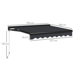 OUTSUNNY Electric Awning with LED Light, Sun Canopies for Patio in Grey - thumbnail 3