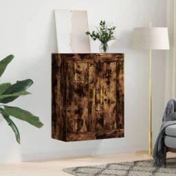 Berkfield Home Wall Mounted Cabinet Smoked Oak 69.5x34x90 cm Engineered Wood in Brown - thumbnail 3