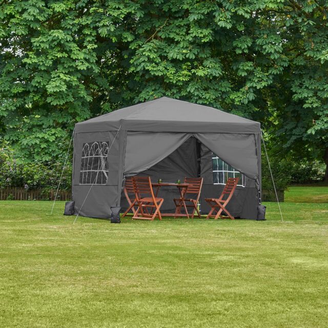 VonHaus Grey Heavy Duty Pop Up Gazebo with Sides 3m x 3m - image 1