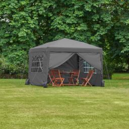 VonHaus Grey Heavy Duty Pop Up Gazebo with Sides 3m x 3m - thumbnail 1