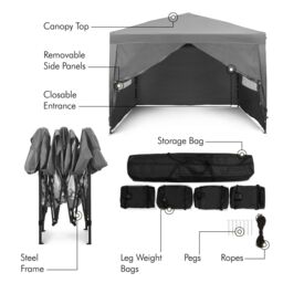 VonHaus Grey Heavy Duty Pop Up Gazebo with Sides 3m x 3m - thumbnail 5