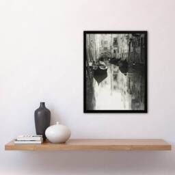 Artery8 Alfred Stieglitz A Venetian Canal Vintage Photograph Framed Art Print in Grey - Size: A4 - thumbnail 2