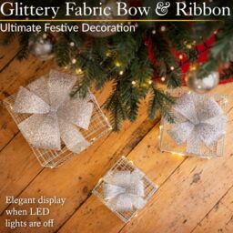 Christow Light Up Christmas Presents LED Parcels Battery Operated with Timer Set of 3 in Silver - thumbnail 2