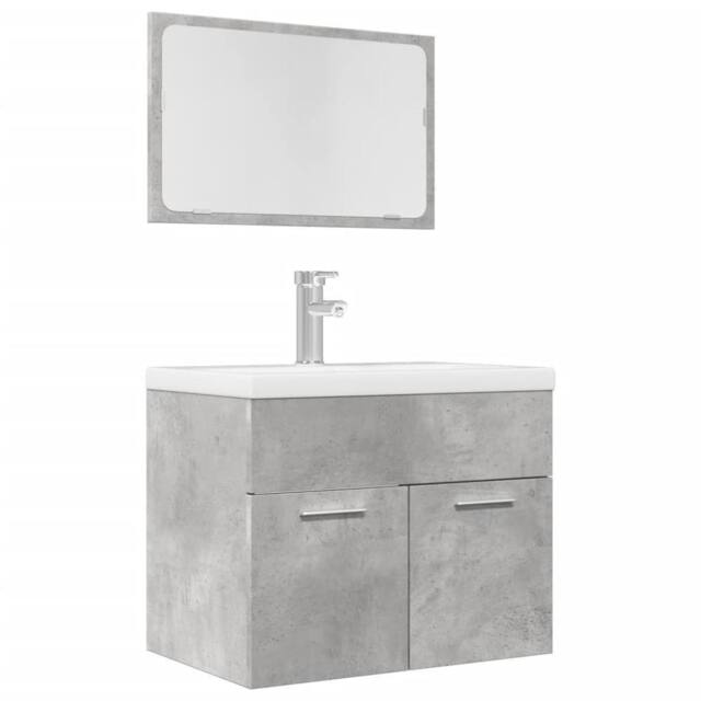 Berkfield Home 2 Piece Bathroom Furniture Set Concrete Grey Engineered Wood - image 1