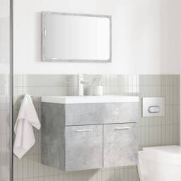 Berkfield Home 2 Piece Bathroom Furniture Set Concrete Grey Engineered Wood - thumbnail 3
