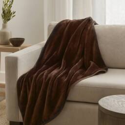 Voltico Faux Mink Throw - Chocolate, 150 × 200 cm in Chocolate - Size: 150 cm × 200 cm - thumbnail 1
