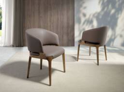 Angel Cerda Dark Mink Leatherette Dining Chair with Armrests in Grey - thumbnail 3