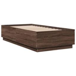 Berkfield Home Modern Bed Frame without Mattress Brown Oak 75x190 cm Small Single - thumbnail 6