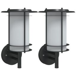 Berkfield Home Outdoor Wall Lights 2pcs Black Stainless Steel - thumbnail 2