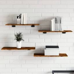 Berkfield Home Durable Wall Shelves 4 pcs Smoked Oak 60x30x1.5 cm Engineered Wood in Brown - thumbnail 2