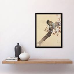 Artery8 Pheasant On Cherry Blossom Branch Japanese Framed Wall Art Print Koson in Beige - Size: A4 - thumbnail 4