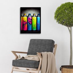"Artery8 Wall Art Print Colour Spray Paint Graffiti Cans Street Art Framed in Black - Size: W12"" x H16""" - thumbnail 2