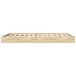 Berkfield Home Modern Bed Frame without Mattress Sonoma Oak 140x200 cm Engineere in Light Tan - thumbnail 5