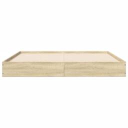 Berkfield Home Modern Bed Frame without Mattress Sonoma Oak 140x200 cm Engineere in Light Tan - thumbnail 4