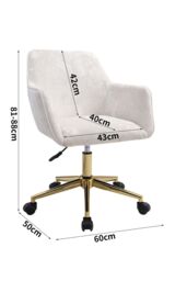 H&O Direct Velvet-Upholstered Swivel Office Chair with Gold Base in Beige - thumbnail 2