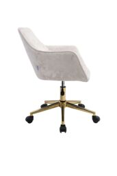H&O Direct Velvet-Upholstered Swivel Office Chair with Gold Base in Beige - thumbnail 4
