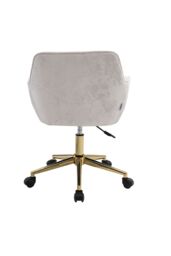 H&O Direct Velvet-Upholstered Swivel Office Chair with Gold Base in Beige - thumbnail 5