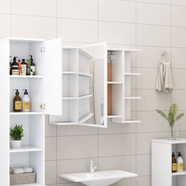 Berkfield Home Durable Bathroom Mirror Cabinet White 80x20.5x64 cm Engineered Wood - image 1